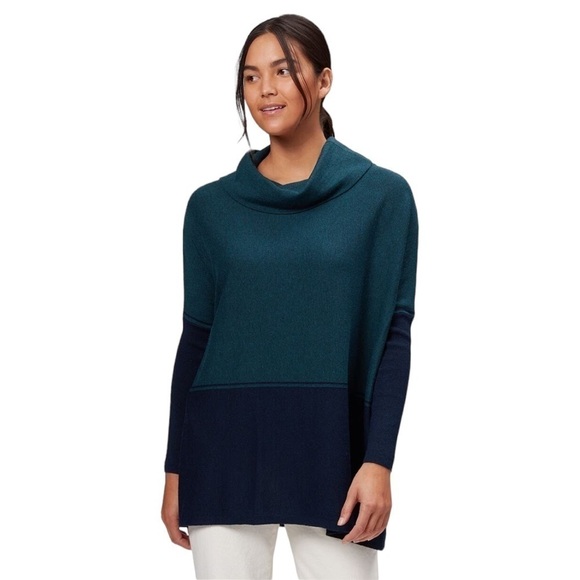 Smartwool Women's Edgewood Poncho Sweater in Twilight Blue Heather XS - Picture 7 of 9